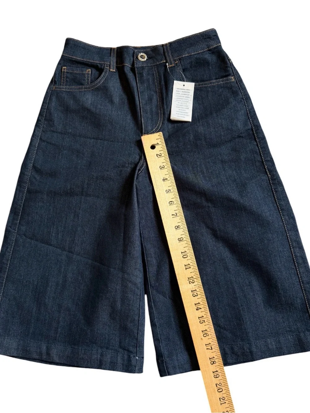 Liu Jo Milano 28 Dark Blue Denim Bermuda Wide Leg Jort Short Culotte NWT $200